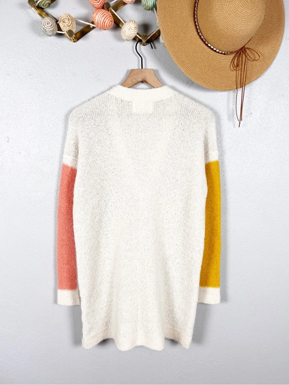 Anthropologie Moth Colwood Colorblock Alpaca Cardigan Sweater Size Medium